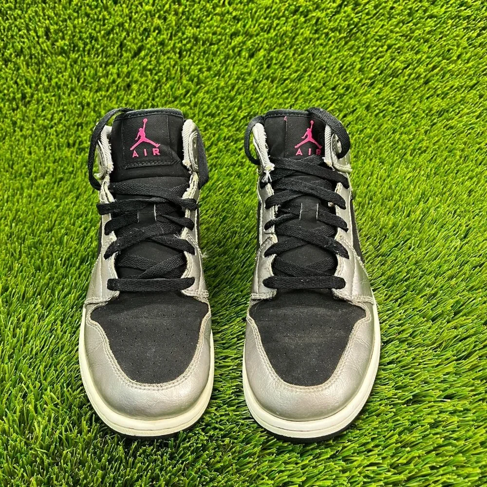 Nike Air Jordan 1 Phat Girls Size 6.5Y‎ Silver Black Pink Walking Shoes Sneakers